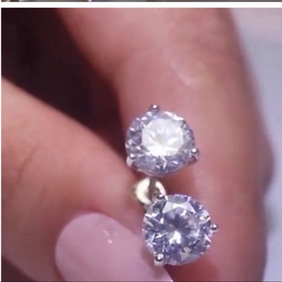 2ct Round Solitaire Screw Back Earrings - Picture 5 of 8